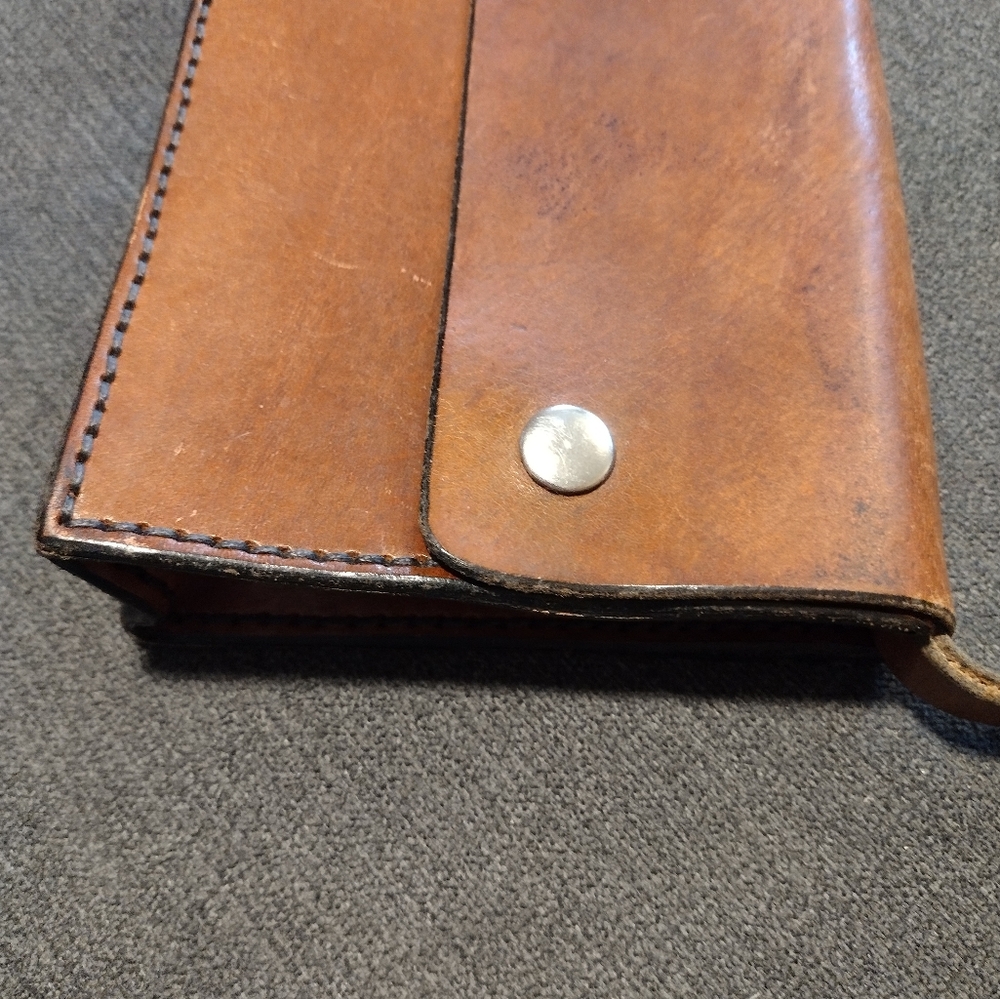 Classic Brown Leather Wristlet Clutch - Picture 4 of 11